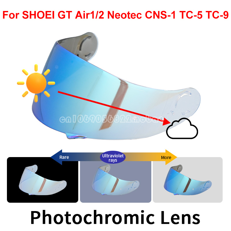 Photochromic Visor Lens For Shoei GT-Air Gt Air2 Neotec CNS-1 CNS1
