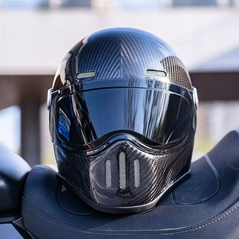 carbon fiber dot motorcycle helmet Carbon Fiber DOT Certified Motorcycle Helmet with Dark Detachable Lens Full  Face